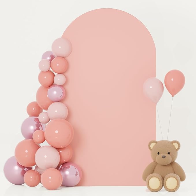 FOTSHARER Arch Cover Dusty Rose Arch Cover Backdrop Fabric 2.6x6FT Spandex Arch Backdrop Covers for Round Top Spandex Fitted Arches Stand Cover Balloon Arched Panels Covers for Wedding Party Supply