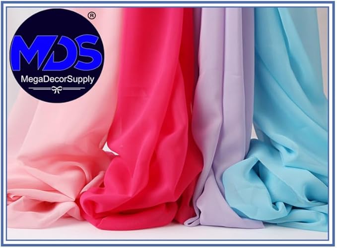 MDS Pack of 20 Yard Chiffon Fabric, Sheer Soft Draping Fabric Bolt for Wedding Party Backdrop Arch Decoration, Apparel Bridal Dress Sewing DIY Crafts Solid Gauze Fabrics 44” Wide - Black