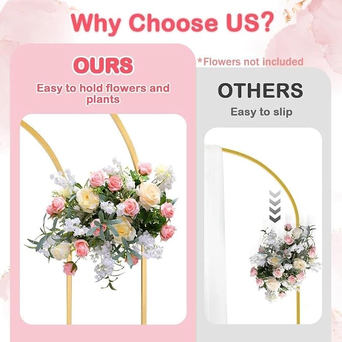 GRENTY Open Arch Backdrop Stand,7.2 FT Metal Double Arch Backdrop Frame U Shaped Wedding Arches for Wedding Ceremony, Baby Shower, Birthday Party, Graduation Party
