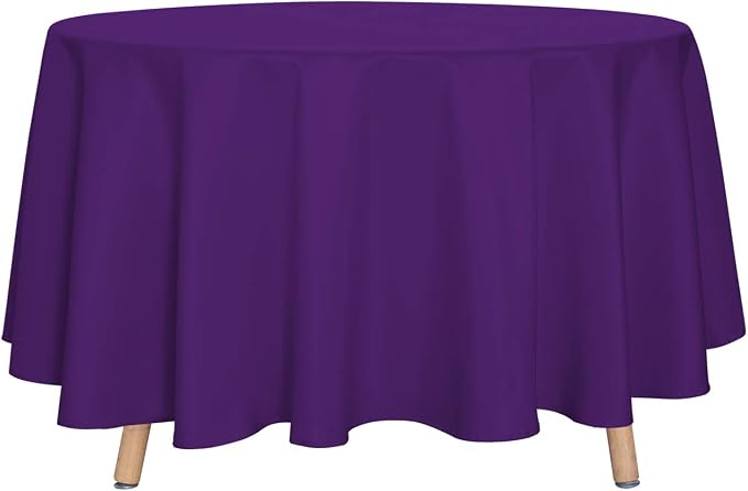 sancua Round Tablecloth - 90 Inch - Water Resistant Spill Proof Washable Polyester Table Cloth Decorative Fabric Table Cover for Dining Tables, Buffet Parties and Camping, Purple