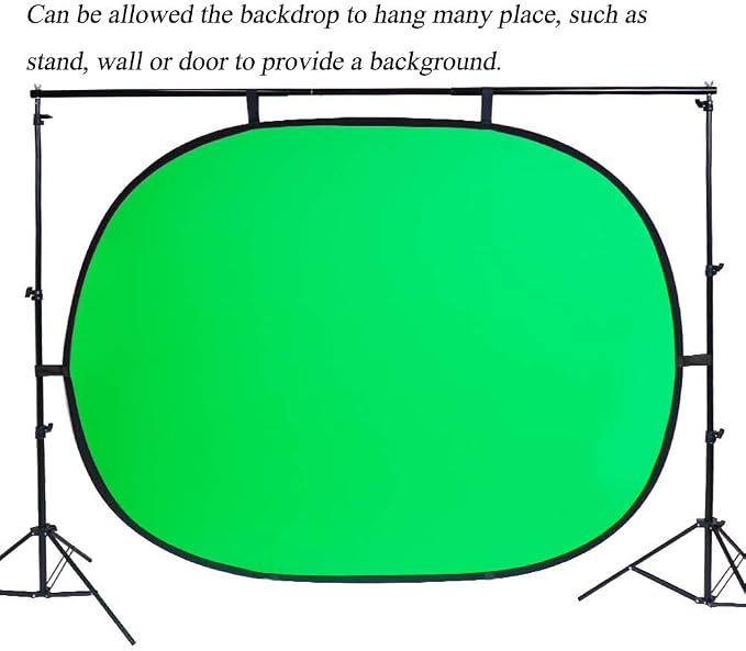 5x7ft/1.5x2m Chromakey Backdrop with 7.8ft/2.4m Stand, 2-in-1 Green Screen and Blue Screen Reversible Collapsible Background Panel for Photography Studio, Live Streaming, Video Shooting, Games