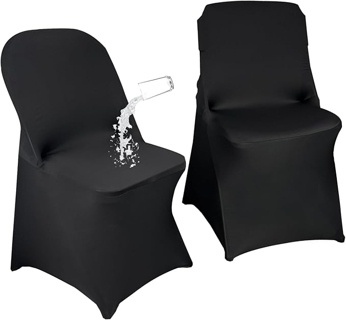 40PCS Stretch Spandex Folding Waterproof Chair Covers,Universal Fitted Chair Cover Protector for Wedding Party Banquet Holidays Celebration Decoratio(40, Black New)