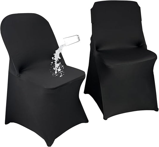 40PCS Stretch Spandex Folding Waterproof Chair Covers,Universal Fitted Chair Cover Protector for Wedding Party Banquet Holidays Celebration Decoratio(40, Black New)