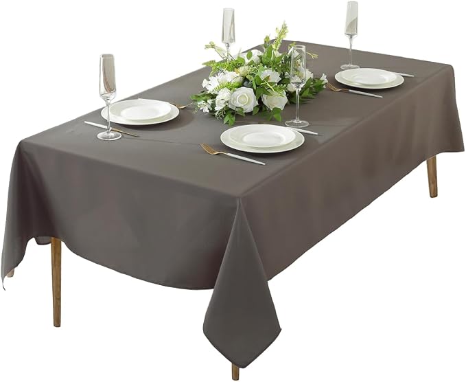 5 Pack Rectangle Tablecloth - 60 x 84 Inch Charcoal, 4ft Table Cloth - Polyester Fabric Washable for Home, Party, Wedding or Restaurant Use