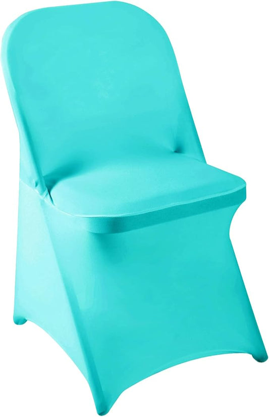 Howhic Folding Chair Covers for Party 36pcs, Turquoise Universal Spandex Chair Covers for Folding Chairs, Stretchy Fitted Chair Covers for Wedding, Party, Banquet, Conference (36pcs, Turquoise)