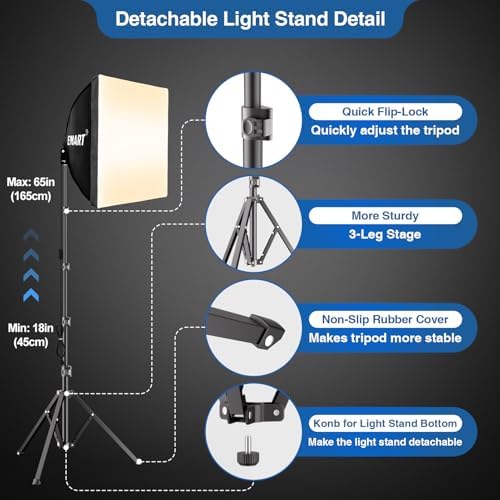 EMART 10x7ft Backdrop Stand +16"X16" Softbox Lighting Kit 3000K-6000K 85W LED Bulb
