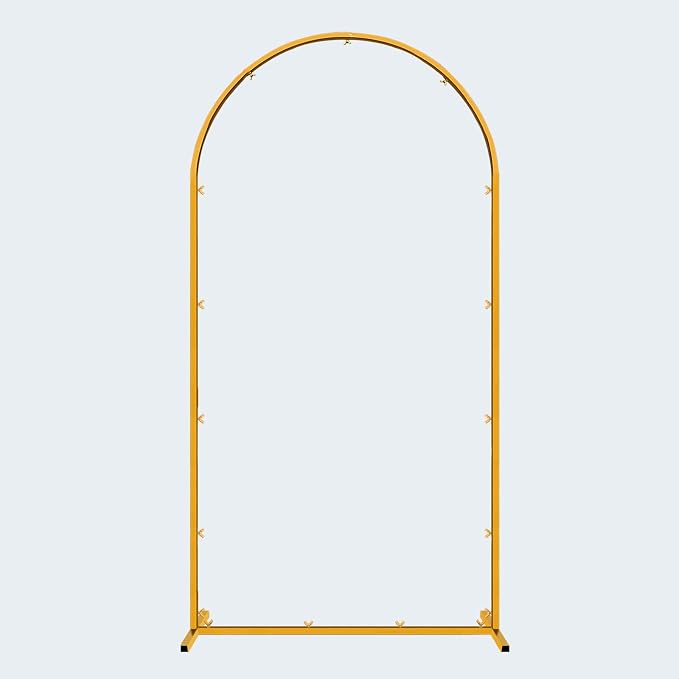Hemmotop 6.6FT Arch Backdrop Stand for Party, Ceremony, Metal Arch Frame with Ground Stakes, Gold Photo Back Drop Stand for Bridal Shower, Birthday, Photo Booth, Garden Decoration, Baby Shower