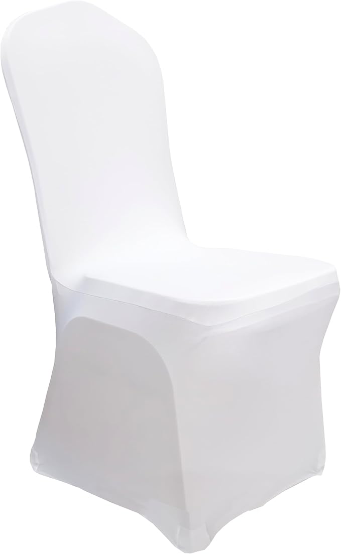 2pcs Stretch Polyester Spandex Dining Chair Cover Covers Slipcovers for Wedding Banquet Party (White, 2)