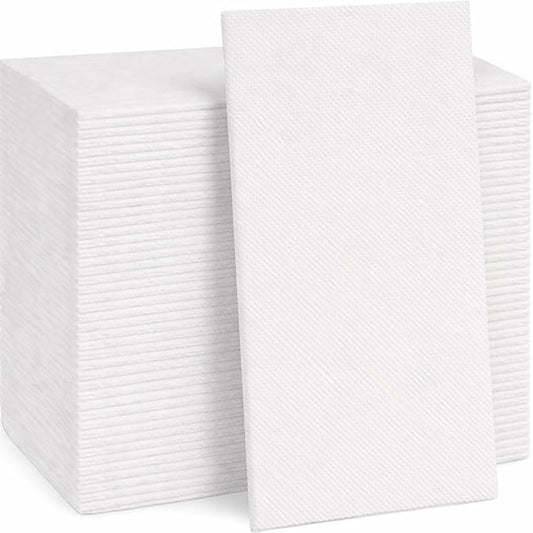 1200 Lillian Disposable Bathroom Napkins | Single-Use Linen-Feel Guest Towels | Cloth-Like Hand Tissue Paper, White, 12" x 17", White