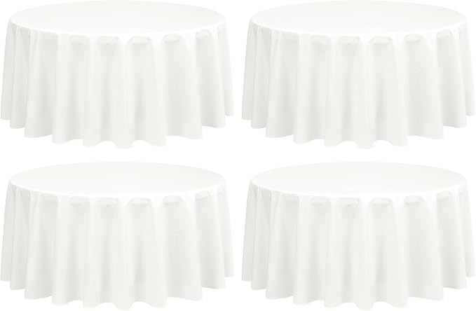Showgeous 4 Pack Ivory Round Tablecloth 90 Inch Table Cloth for Round Tables Polyester Tablecloths Table Cover for Dining Wedding Party