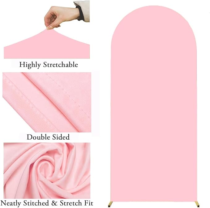 6.6 FT Pink Arch Backdrop Cover, Pink Chiara Backdrop Cover, Spandex Arch Cover for Birthday Wedding Party Photography Decor