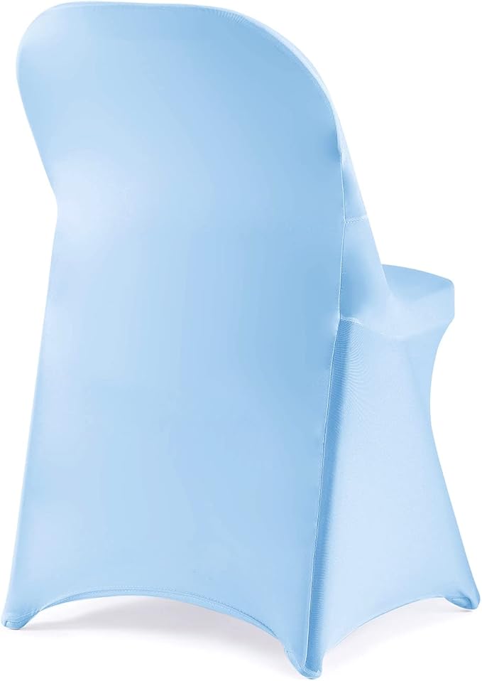 Howhic Folding Chair Covers for Party - 12pcs, Blue Mist Universal Spandex Fitted Chair Covers for Wedding, Banquet, Conference