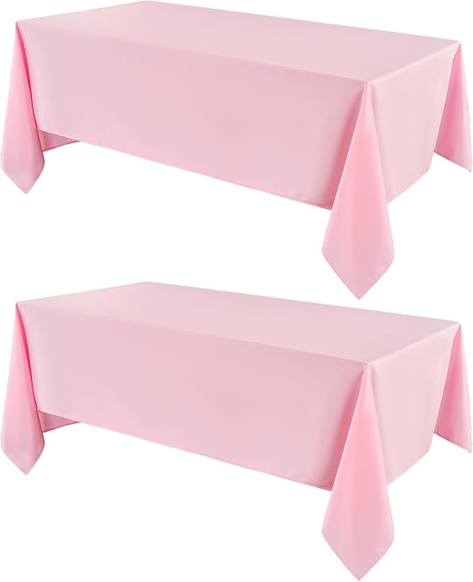 Rectangle Tablecloths 60x120 Inch 2 Pack Pink Tablecloth for 6ft Washable Decorative Linen Polyester Table Cloths for 8ft Dining Table Banquets Buffet Parties and Wedding