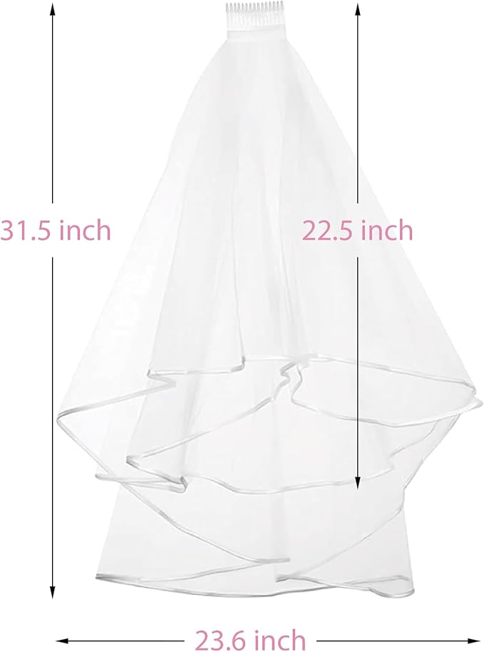 LADY&HOME Bridal Veil Wedding Veil With Comb Bachelorette Party Decorations,Bridal Shower Accessory,Bride To Be Gift