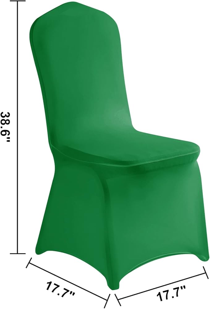 LZY 10pcs Spandex Chair Cover Stretch Slipcovers for Wedding Party, Dining Banquet Chair Decoration Covers (Emerald, 10)