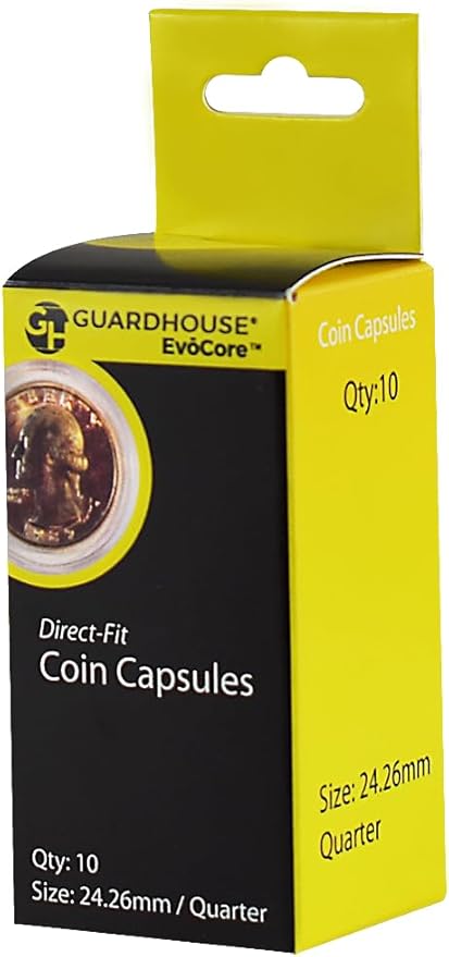 Guardhouse Box of 10 Direct Fit 24.3mm Coin Holders QUARTERS