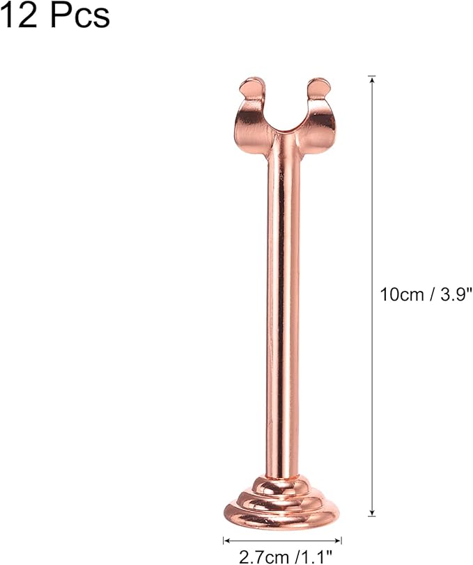 MECCANIXITY 12Pcs Table Number Holder 3.9 Inch Place Card Holder Picture Holders Rose Gold Table Sign Holders for Wedding Anniversary Birthday Party