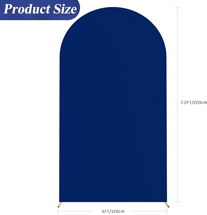 Wokceer 7.2FT Spandex Fitted Wedding Arch Stand Cover Round Top Chiara Arch Backdrop for Birthday Party Ceremony Banquet Decoration Royal Blue
