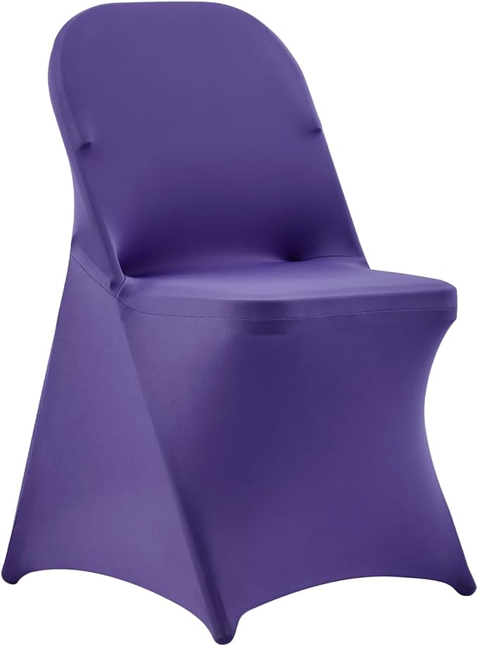 VEVOR Chair Covers, Polyester Spandex Chair Cover, Stretch Slipcovers for Wedding Party Dining Banquet Flat-Front Chair Covers (Purple-c, 50PCS)