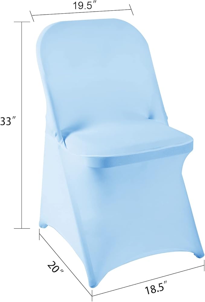 Howhic Folding Chair Covers for Party - 12pcs, Blue Mist Universal Spandex Fitted Chair Covers for Wedding, Banquet, Conference