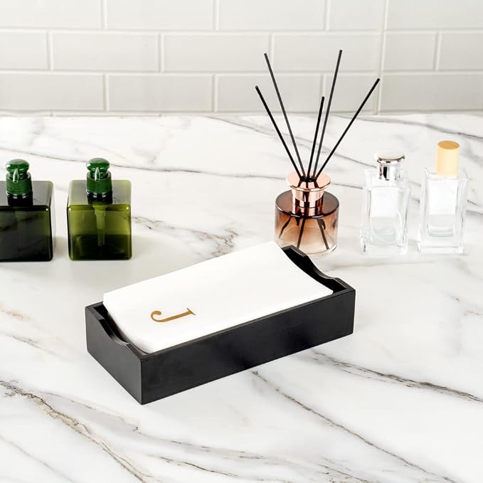 Luxenap 15.8 X 7.9 Inch Linen-Feel Guest Towels, 2000 Lettered Hand Towels - Gold Letter 'J', Sans Serif Font, White Paper Dinner Napkins, airlaid, For Restrooms And Tables