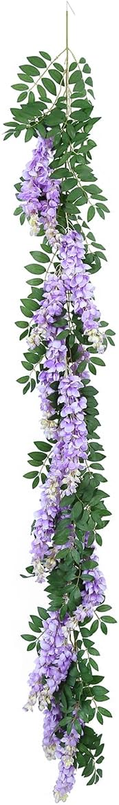 1pc/2pcs Encrypted Flower Vine Wisteria Artificial Flowers Garland,White Wisteria Hanging Flowers Flower Garland Decorations for Home Garden Outdoor Ceremony Wedding Arch Decoration (Purple, 2pcs)