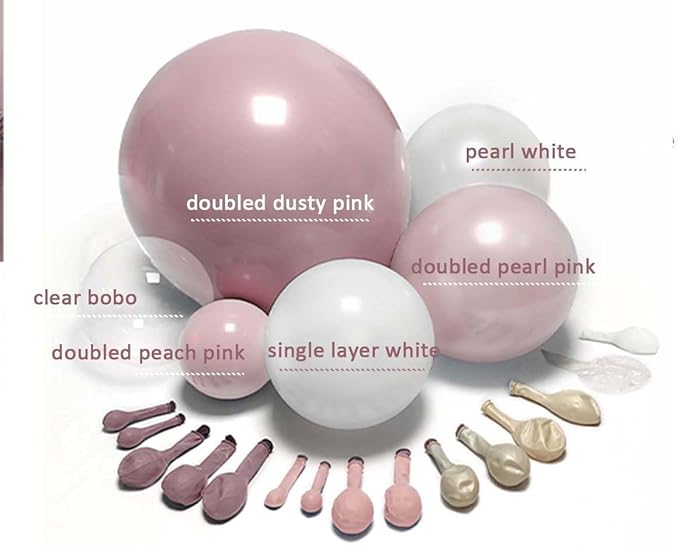 Pink White Balloon Arch Double Stuffed Pearl Pink Bobo Balloons Garland for Birthday Baby Shower Bridal Shower Wedding Fairy Baptism Party Decorations