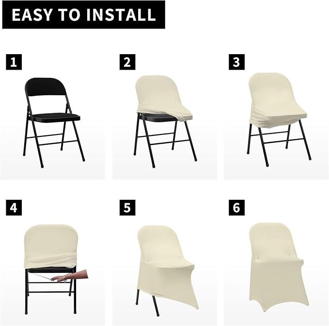 HAINARverS Stretch Spandex Folding Chair Covers 30PCS Universal Fitted Chair Cover Protector for Wedding,Party, Banquet, Holidays, Celebration, Decoration(Ivory, 30 PCS)
