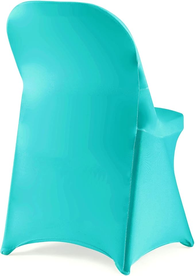Howhic Folding Chair Covers for Party 36pcs, Turquoise Universal Spandex Chair Covers for Folding Chairs, Stretchy Fitted Chair Covers for Wedding, Party, Banquet, Conference (36pcs, Turquoise)