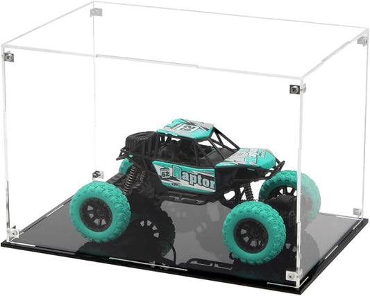 Rectangle Clear Acrylic Boxes for Collectibles Display, Assemble Storage Box Action Figures Display Case with Black Base, Removable Dustproof Showcase for Toy Car Model Home Storage, 12x8x8In