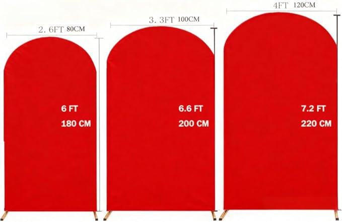 Red 7.2 FT Spandex Arch Backdrop Cover for Christmas Birthday Wedding Party Decoration
