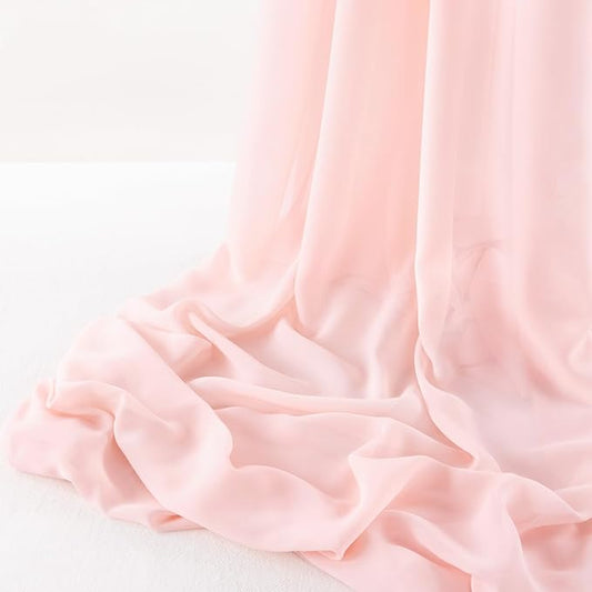 MLMW Pink Chiffon Fabric Sheer Fabric by the Yard 5 Yards 60" Wide Wedding Arch Draping Fabric Sheer Material for Party Backdrop Curtain Arch Ceiling Decor