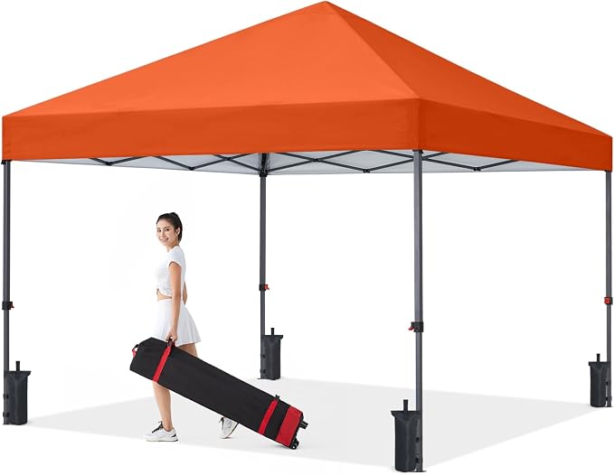 COOSHADE Durable Easy Pop Up Canopy Tent 10x10Ft, Orange