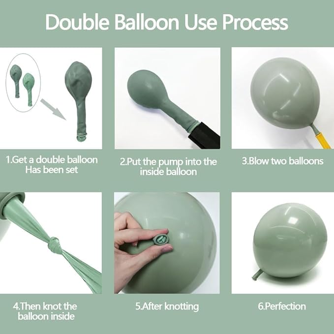 Dusty Blue Green Balloon Arch Kit Double Stuffed Pastel Light Sage Green Blue White Sand Beige Balloon Garland for Birthday Baby Shower Dinosaur Wedding Easter Jungle Wild One Party Decoration