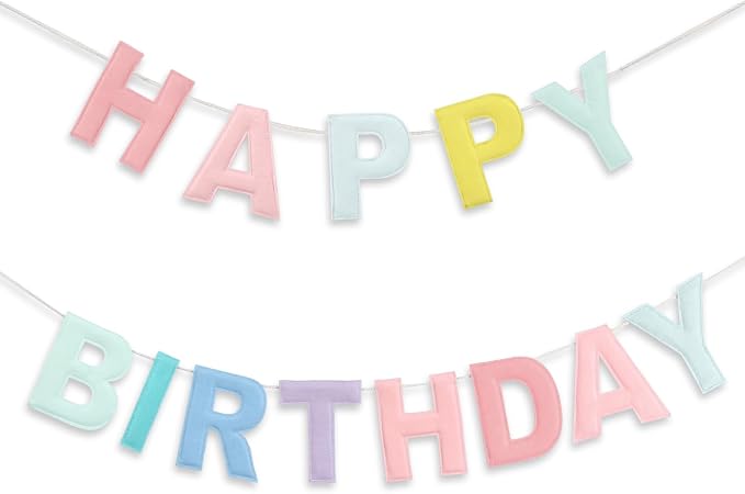Mindsoft Felt Happy Birthday Garland Rainbow Banner Reusable Happy Birthday Sign Party Supply for Party Decor (Pastel,Normal)
