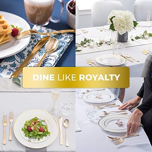 Gold Plastic Silverware Set (600-Pack) – Disposable Heavy Duty Cutlery, 200 Forks, 200 Knives, 200 Spoons for Parties, Weddings, Dinners & Holidays, Stock Your Home