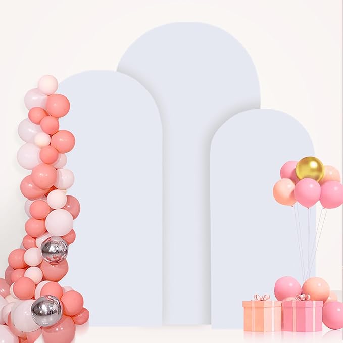 FANPROMS Wedding Arch Cover Set - 3 Sizes: 6FT, 6.6FT, 7.2FT - Double Sided Spandex Fitted Wedding Arch Stand Cover for Birthday Party, Bridal, Baby Shower