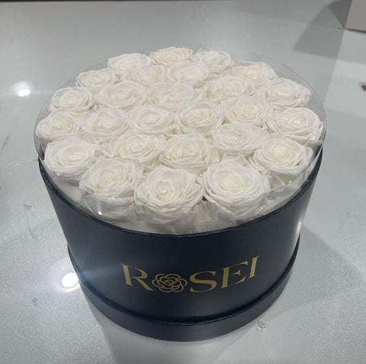 ROSEI Forever Preserved Roses in a Box| Real Forever Flowers, Lasting 1-3 Years, Elegant Floral Decor & Gift for Anniversaries, Birthdays & Special Occasions, 27 Flower Bouquet Preserved in a Box