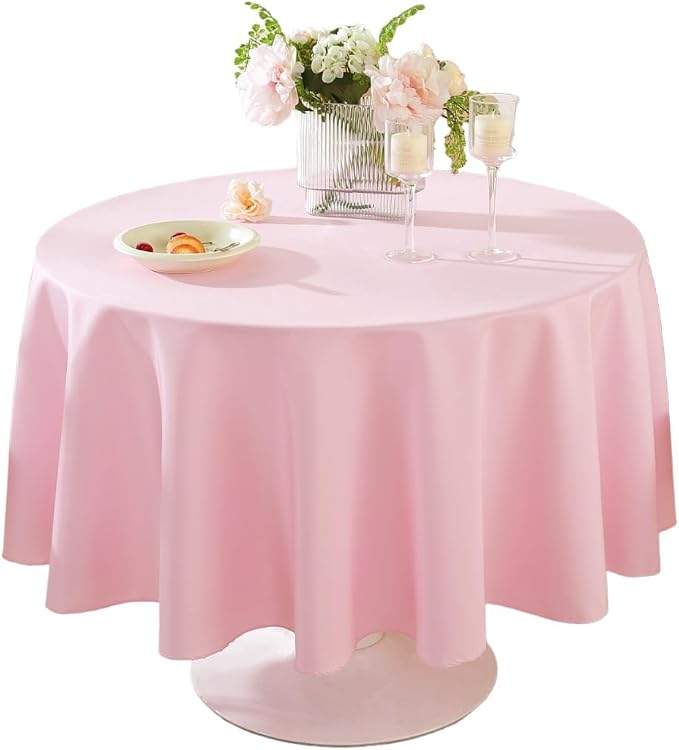 10 Pack Round Tablecloth 90 Inch Pink Tablecloth, Polyester Fabric Washable Table Cloth for Home, Party, Wedding or Restaurant Use.