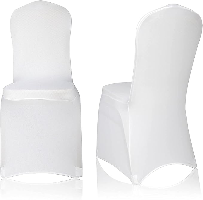 EMART White Chair Covers 50 Pcs Spandex Stretch Universal Standard Seat Slipcovers Fitted for Wedding Bulk, Party, Banquet and Holidays Celebration