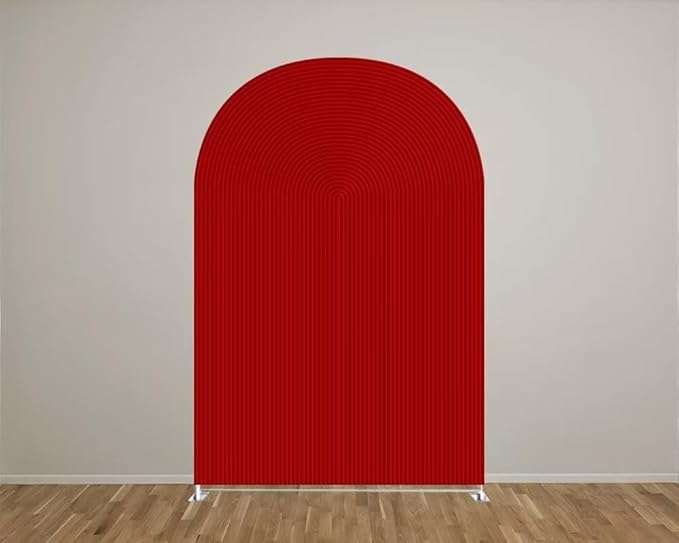 KONPON Red Ripples Arched Frame Fabric Cover for Birthday Partied Double-Sided Stretchy Chiara Backdrops Arched Wall Stands Covers Arch Backdrop Cover 3x6.5ft