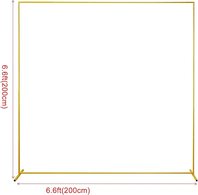 Gold Wedding Arch Backdrop Stand, 6.6FT*6.6FT Square Balloon and Flower Metal Aluminum Frame for Ceremony, Anniversary, Party, Baby Shower Photo Booth Decoration.