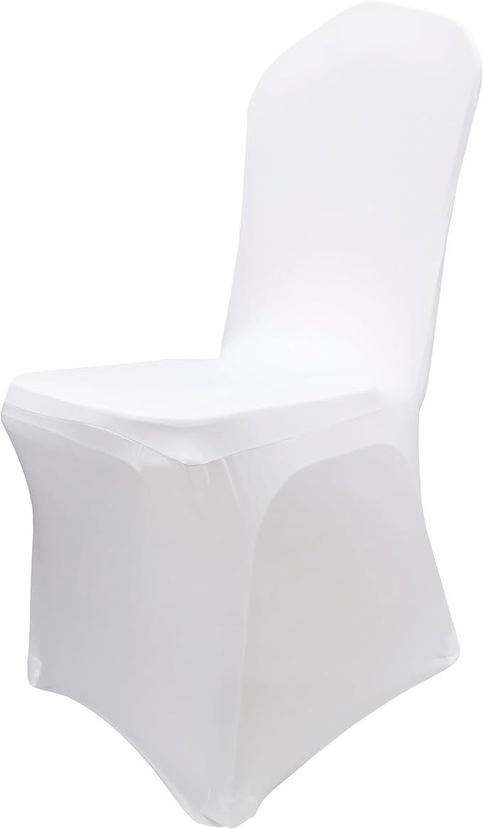 2pcs Stretch Polyester Spandex Dining Chair Cover Covers Slipcovers for Wedding Banquet Party (White, 2)