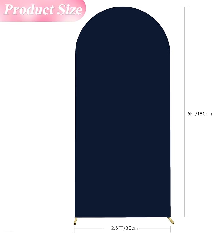 Wokceer 6FT Wedding Arch Cover Spandex Fitted Wedding Arch Stand Covers Round Top Navy Blue Chiara Arch Cover for Birthday Party Ceremony Banquet Decor