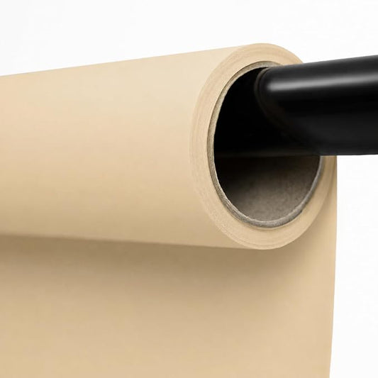 Kate Seamless Paper Backdrop for Photography Beige Cream Backdrop Paper (53''x16.4' Ivorine)