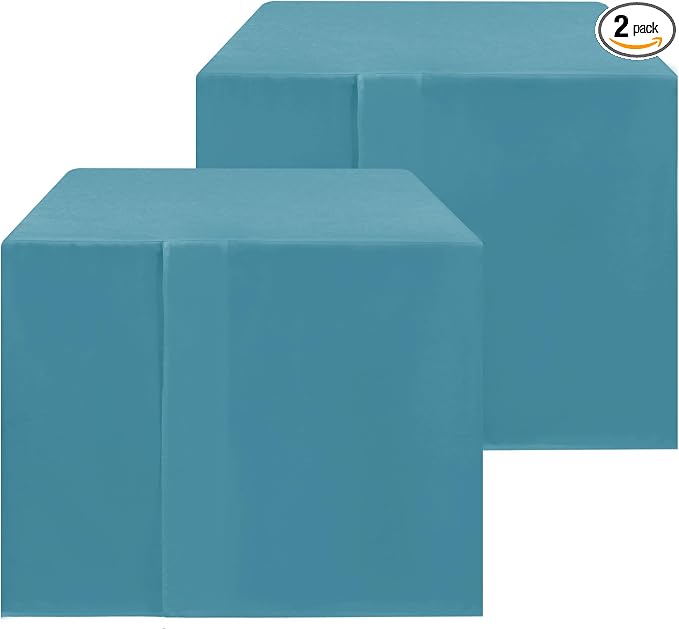 HolidayIdeas 2 Pack Square Fitted Table Covers - 34 x 34 Inch -Card Table Clothes Washable Tablecloth Protectors for Parties, Holiday Dinner, Trade Show, Vendor Stand, Teal