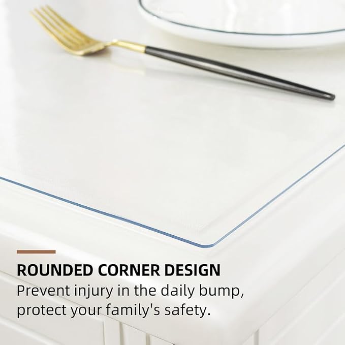 Warmstar Clear Table Cover Protector 28 x 48 Inch,1.5mm Thick Plastic Table Cover Rectangle,PVC Clear Table Protector,Desk Protector Mat for Kitchen, Dresser, Writing Desk，Dining Room Table