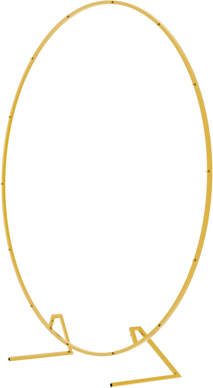 Wokceer Round Backdrop Stand 6FT Circle Balloon Arch Frame Circle Backdrop Stand Gold Round Arch for Wedding Birthday Party Bridal Shower Anniversary Event Ceremony Decoration