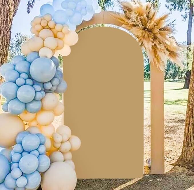 MODFUNS Khaki Wedding Arch Cover 6.6ft Balloon Arch Covers Spandex Arch Stand Cover Stretchy Arch Covers Chiara Arch Cover Double Sided Arch Backdrop Cover for Birthday Party Celebration Decor