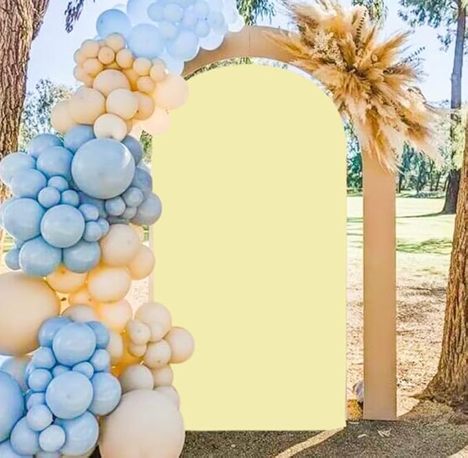 MODFUNS Light Yellow Arch Cover 3.3x6.6ft Spandex Wedding Arch Cover Stretchy Chiara Arch Backdrop Covers Double Sided Arch Stand Covers Arch Wall Backdrop Covering for Happy Birthday Party Arch Stand